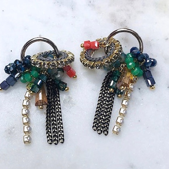 Petite Designer Semi, Crystal & Beaded Earring,NWT-Boutique - Picture 3 of 5